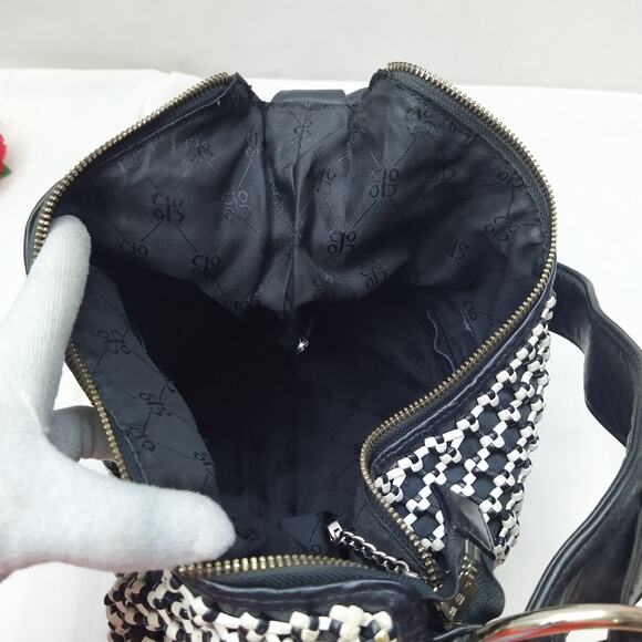 COBO International Black Nylon Mesh Woven Front Pocket Zipper Hobo Shoulder Bag - Picture 10 of 16